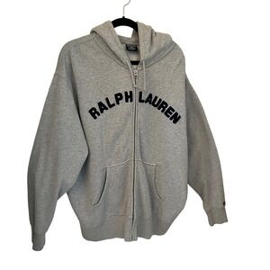 Polo Jeans Ralph Lauren Y2K Gray Full Zip Hoodie. Arched Logo. Men's XL
